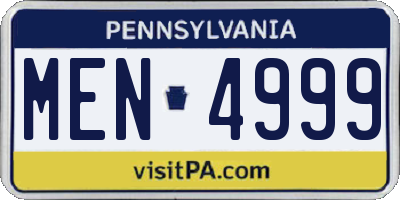 PA license plate MEN4999
