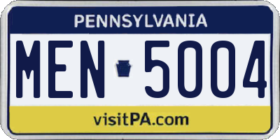 PA license plate MEN5004