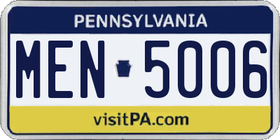 PA license plate MEN5006