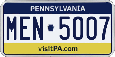 PA license plate MEN5007