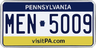 PA license plate MEN5009
