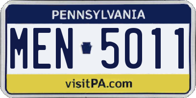 PA license plate MEN5011