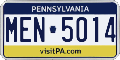 PA license plate MEN5014