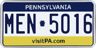 PA license plate MEN5016