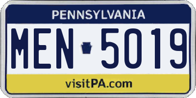 PA license plate MEN5019