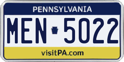 PA license plate MEN5022