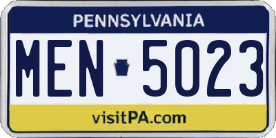 PA license plate MEN5023