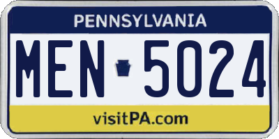 PA license plate MEN5024