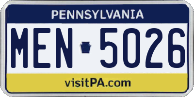 PA license plate MEN5026