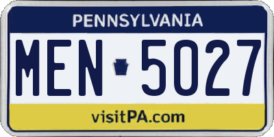 PA license plate MEN5027