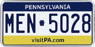 PA license plate MEN5028