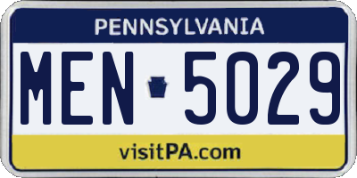 PA license plate MEN5029