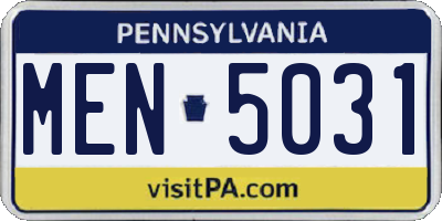 PA license plate MEN5031