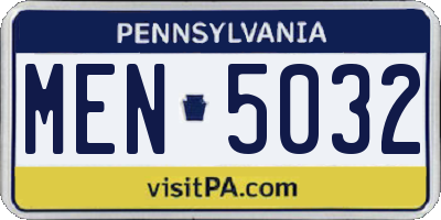 PA license plate MEN5032