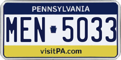 PA license plate MEN5033