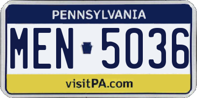 PA license plate MEN5036