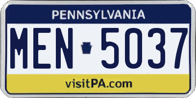 PA license plate MEN5037