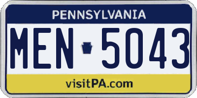 PA license plate MEN5043