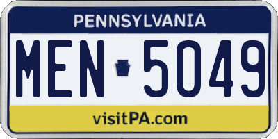 PA license plate MEN5049