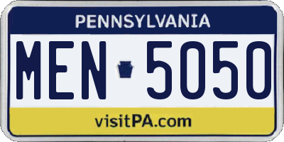 PA license plate MEN5050