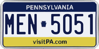 PA license plate MEN5051
