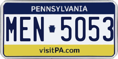 PA license plate MEN5053