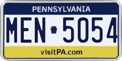 PA license plate MEN5054