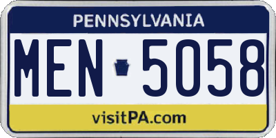 PA license plate MEN5058