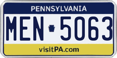 PA license plate MEN5063