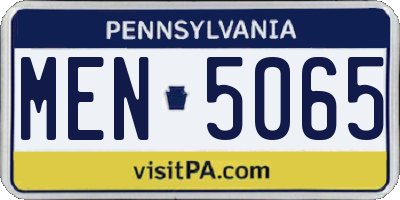 PA license plate MEN5065