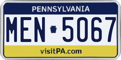 PA license plate MEN5067