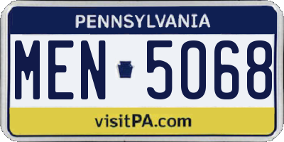 PA license plate MEN5068