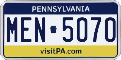 PA license plate MEN5070