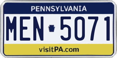PA license plate MEN5071