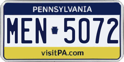 PA license plate MEN5072