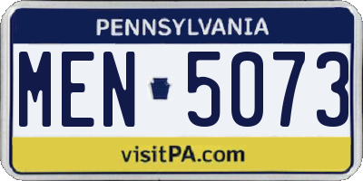 PA license plate MEN5073