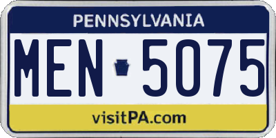 PA license plate MEN5075