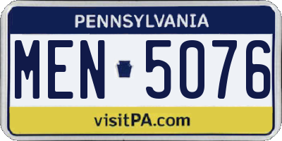 PA license plate MEN5076