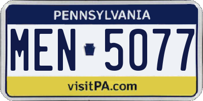 PA license plate MEN5077