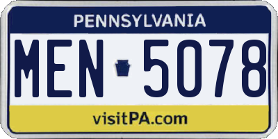 PA license plate MEN5078