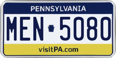 PA license plate MEN5080