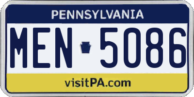 PA license plate MEN5086
