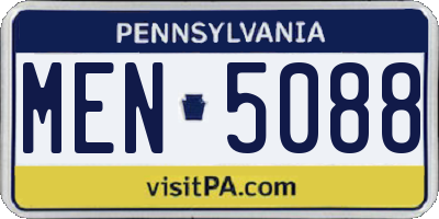 PA license plate MEN5088