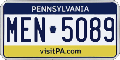 PA license plate MEN5089