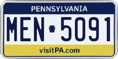 PA license plate MEN5091