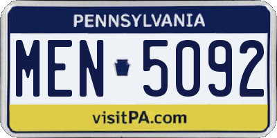 PA license plate MEN5092
