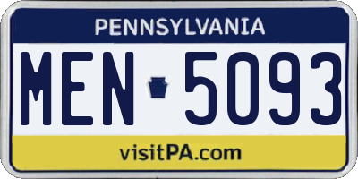 PA license plate MEN5093