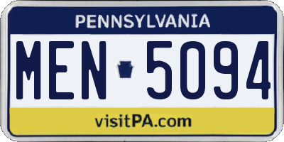 PA license plate MEN5094