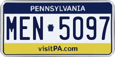 PA license plate MEN5097