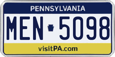 PA license plate MEN5098